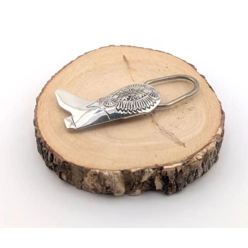 Native American Sterling Silver Key Fob Western Boot Design Navajo‎ Accessory **